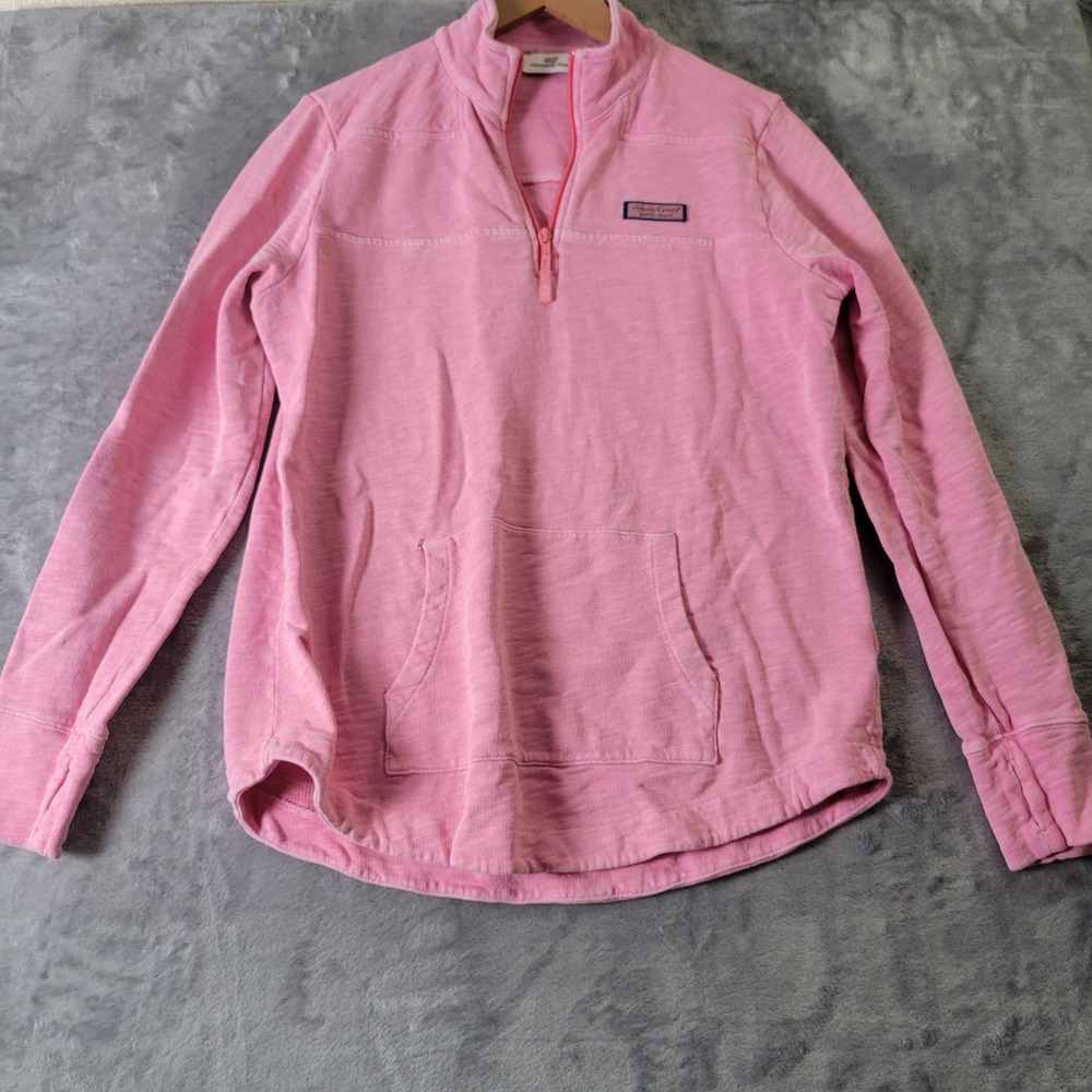 Vineyard Vines Pink Slub Knit Quarter Zip Pullover Sweater Small